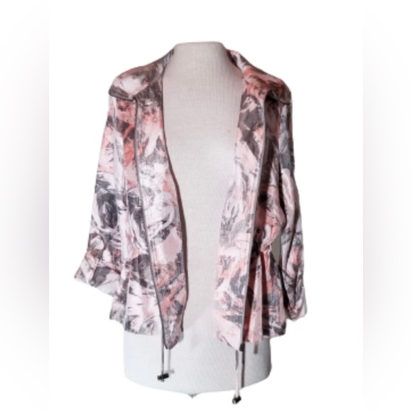 RUBY RD JACKET PINK ABSTRACT FLORAL SIZE 16P WITH ZIPPER AND DRAWSTRING WAIST - Picture 3 of 8